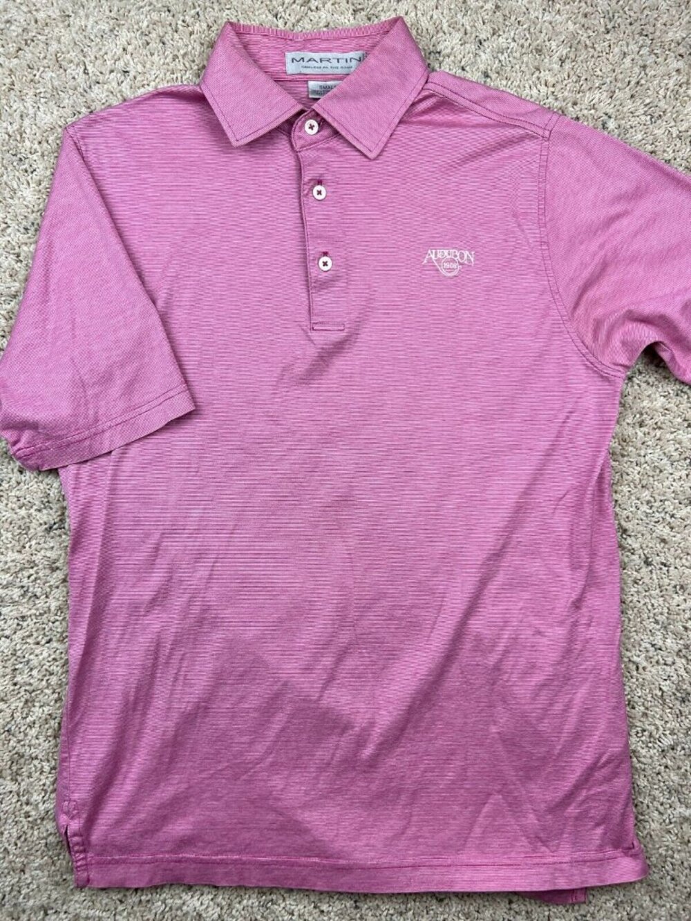 Martin Polo Golf Shirt Mens Small Timeless as the Game Label Red AUDUBON GOLF